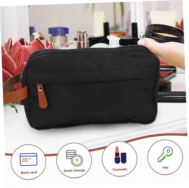 Large Capacity Black Portable Makeup Bag Organizer Travel Cosmetic Pouch Foldable Hanging Toiletries Bag - Image 3